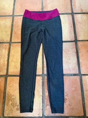 Nike Girls' Dark Gray Leggings with Magenta Waistband